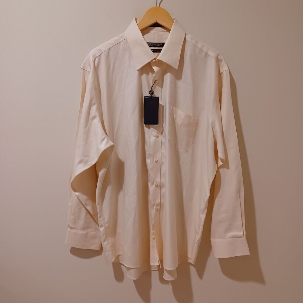 NWT Forsyth Of Canada 4700-414  Men's Spread Collar Shirt Size 17.5 34/35 Ecru